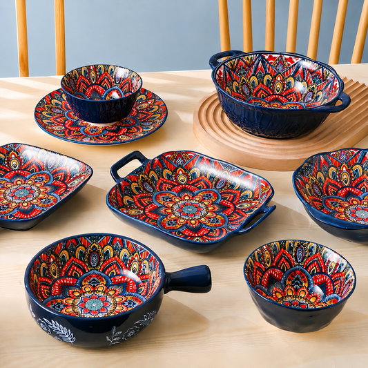 Bohemian 8 Piece Ceramic Dishes Set