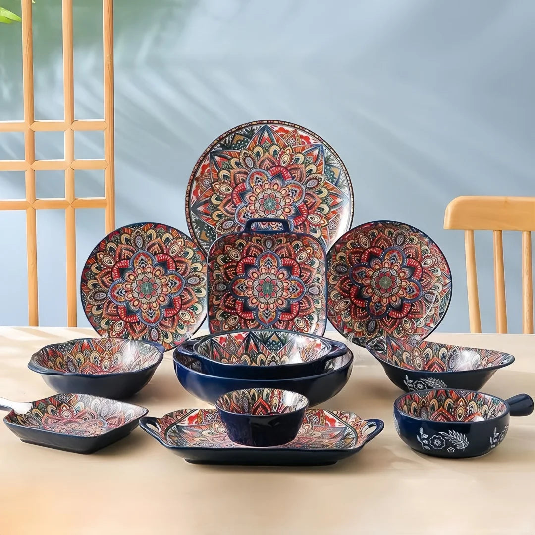 Bohemian 8 Piece Ceramic Dishes Set