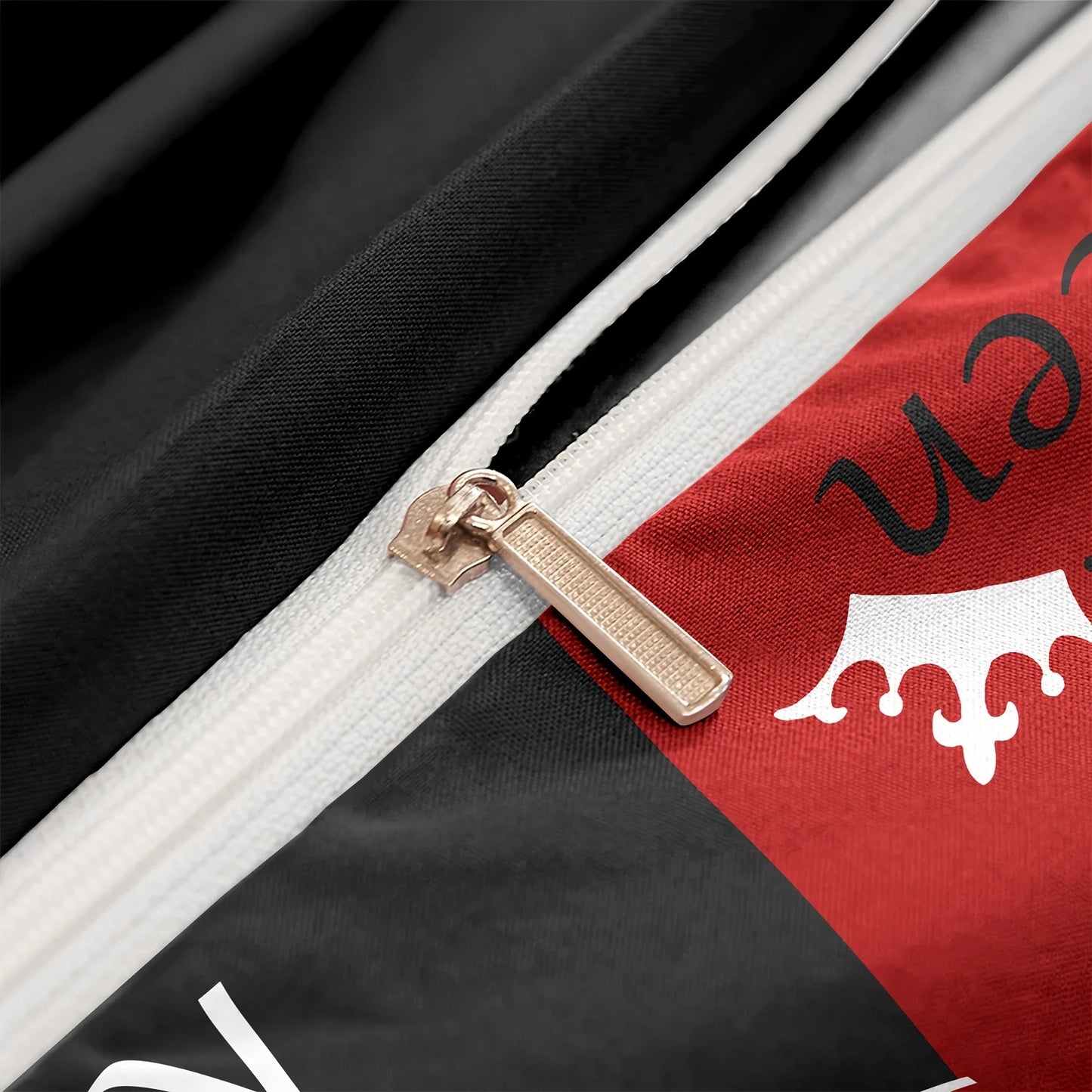 Dark Red And Black Three-Piece Bedding Set