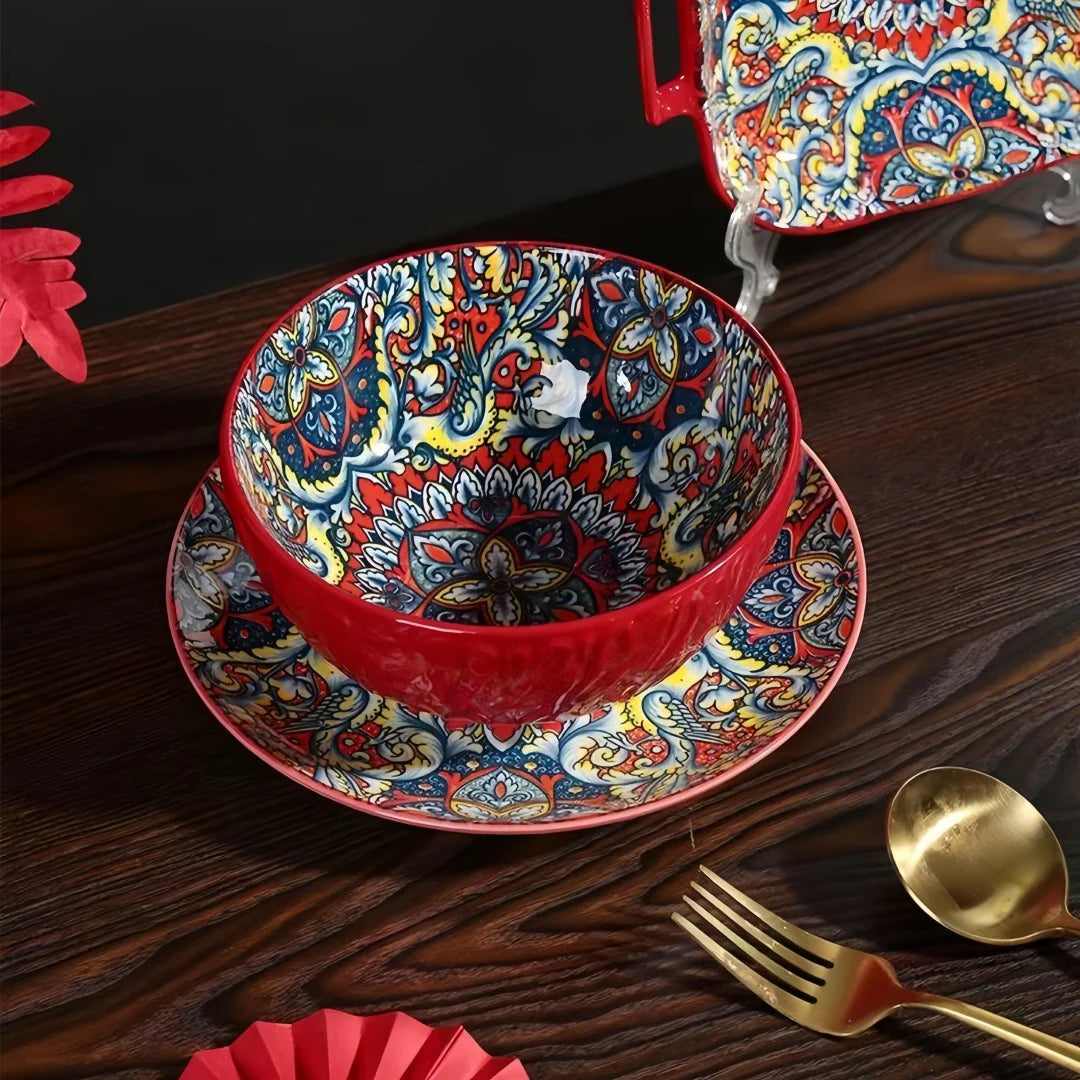 Bohemian 8 Piece Ceramic Dishes Set