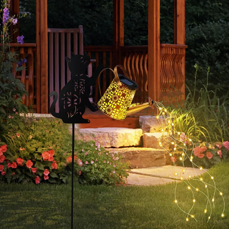 Solar Cat/Dog Watering Can Garden Décor
