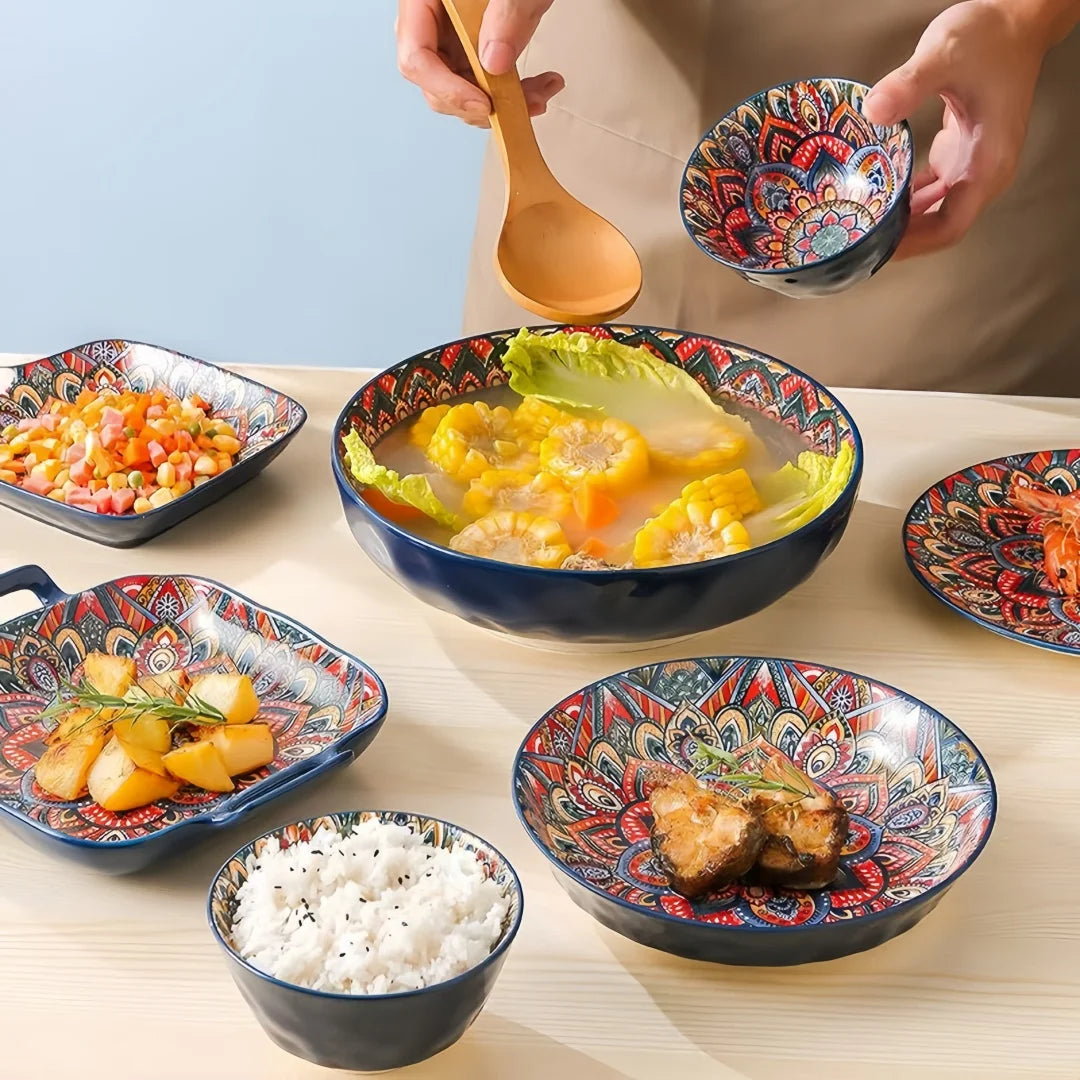 Bohemian 8 Piece Ceramic Dishes Set