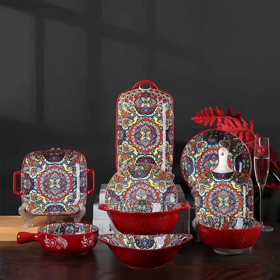Bohemian 8 Piece Ceramic Dishes Set