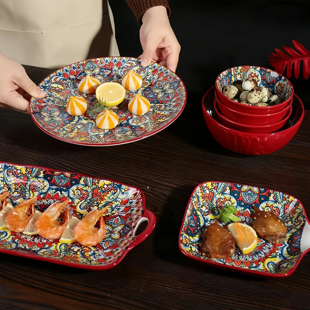 Bohemian 8 Piece Ceramic Dishes Set