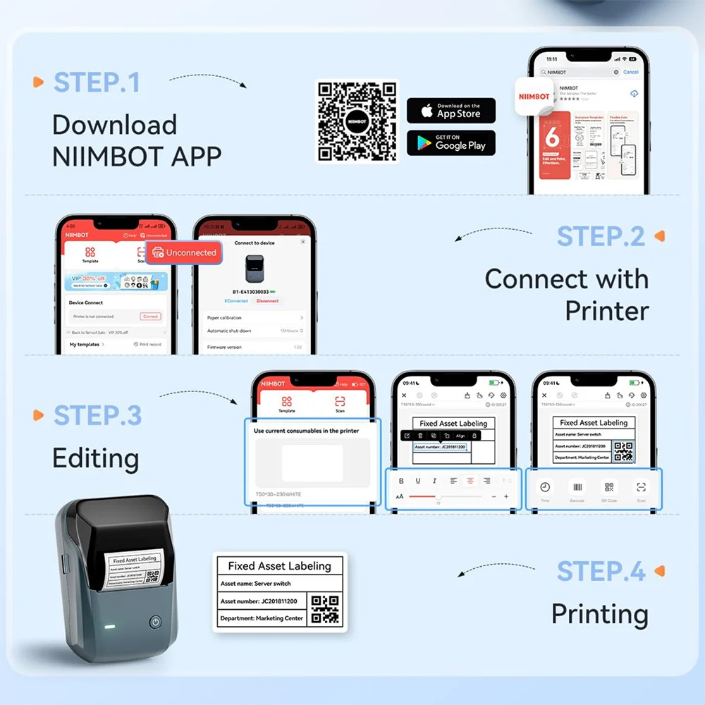 NIIMBOT B1 Portable Label Printer